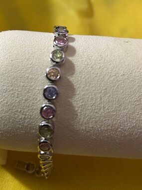 Pastel Bezel CZ Stones Tennis Bracelet by Adina Eden NEW